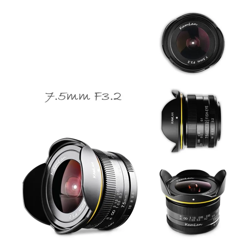 7.5mm Fixed-focus Wide Aperture F3.2 Fisheye Lens Wide Angle Camera M4/3-mount Wide Angle Lens Large Aperture Lens
