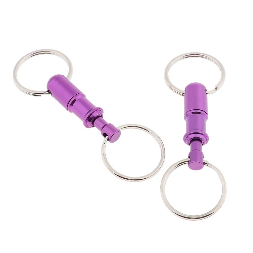2 Pcs Quick Release Keychain Pull-Apart Removable Keyring with Two Heavy Duty Split Rings Key Accessories