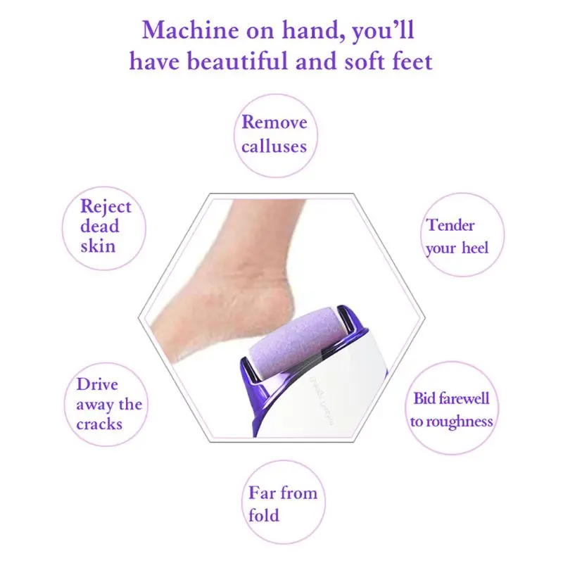 Электрическая пилка для ног, инструмент для педикюра, перезаряжаемый через USB, для удаления омертвевшей кутикулы, удаления мозолей, устройство для гигиены ног