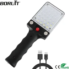 BORUiT 28 светодиодов Рабочий фонарь перезаряжаемый 2835 портативный инспекционный Рабочий фонарь Магнитный крючок фонарь для кемпинга лампа