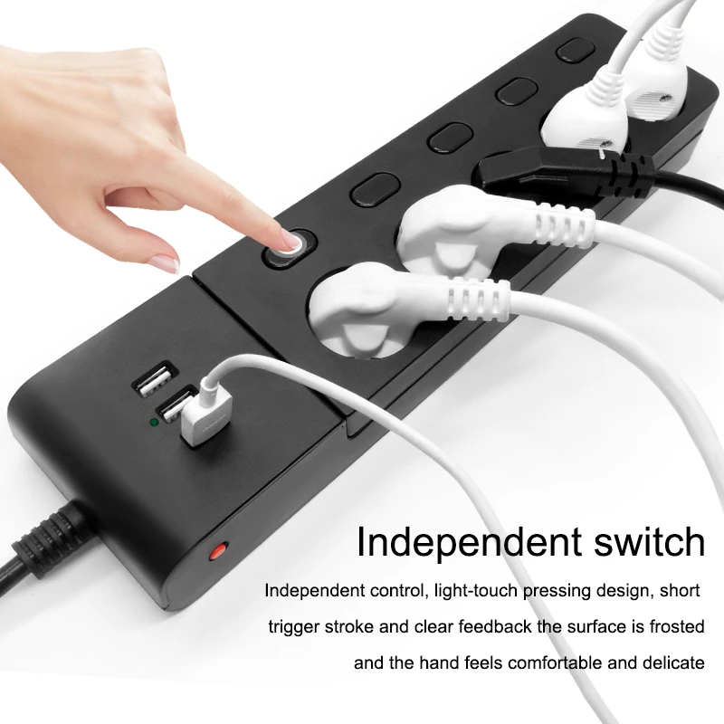 Plugue de Extensão ue para Proteção contra Surtos de Energia Elétrica com 5 Usb e Controle de Interruptor Plugue Entradas Independente - Image 4
