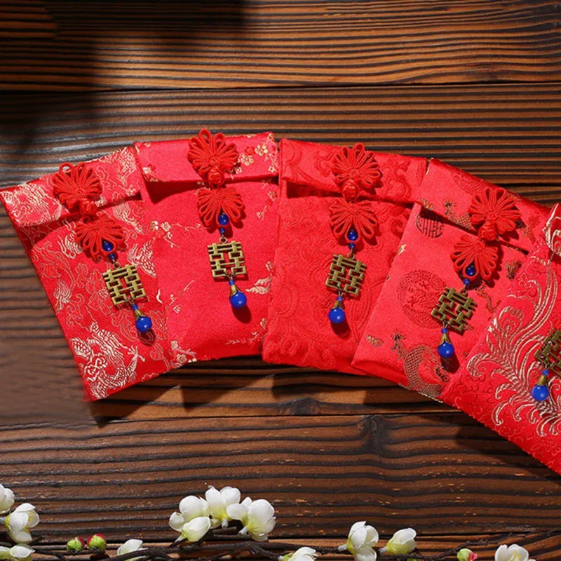 

Wedding Chinese Red Envelope Large Return Red Envelope Exquisite Fabric Large Color Gift Bag High-end Gift Gold Bag