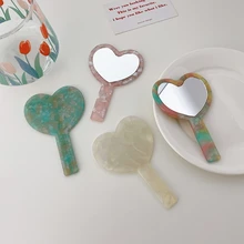 

Hand Hold Cosmetic Mirror with Handle Makeup Mirror Cute Creative Acetic Acid Vintage Hand Mirrors Makeup Vanity Mirror