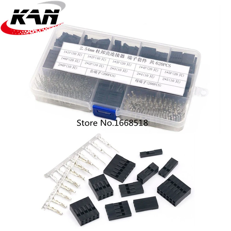 620pcs Dupont Connector 2.54mm, Dupont Cable Jumper Wire Pin Header