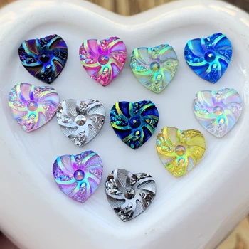 

DIY 50pcs New fashion style Heart&Flower Rhinestone AB Resin Flatback 10mm handsewing gem stones crystal wedding decoration
