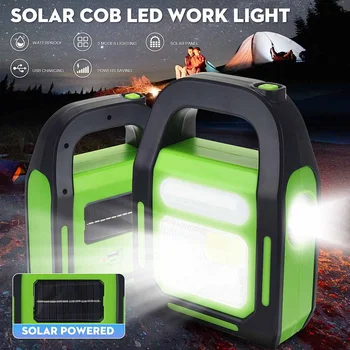 

USB Charging Solar Powered Lamp COB LED Floodlight Portable Spotlight Spot Work Lamp Outdoor Camping Work Light Rechargeable