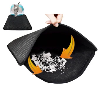 

EVA Double-Layer Cat Litter Mat Trapper Mats with Waterproof Bottom Layer kattenmand Black Cat Bed Litter