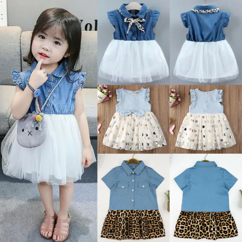 Женское джинсовое платье в горошек с леопардовым принтом | Детская одежда и обувь