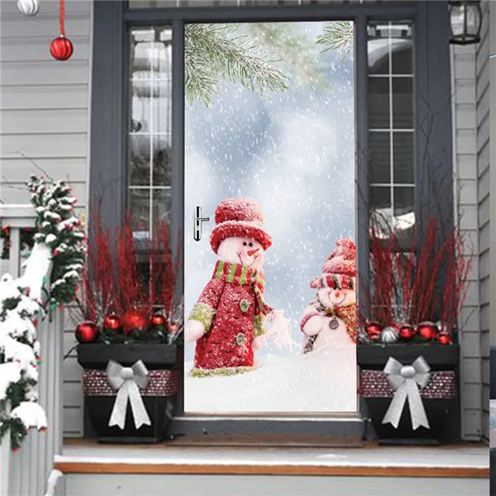 Merry Christmas дверные наклейки водонепроницаемые самоклеящиеся обои для DIY Новогодняя декоративная деревянная дверь ремонт настенные наклейки - Цвет: MT149