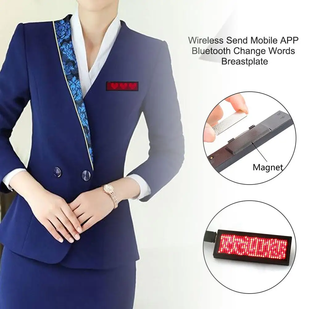 

Bluetooth programable LED name badge Glowing Board Letterswith magnet and pin for event cafe bar restaurant expo show