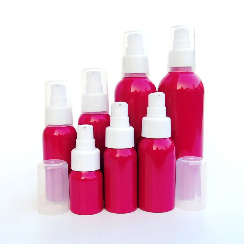 Rose Red Aluminum Cosmetic Lotion Bottle Press Pump Emulsion Packaging Container Refillable 20ml 30ml 50ml 60ml 80ml 100ml 20pcs | Красота и