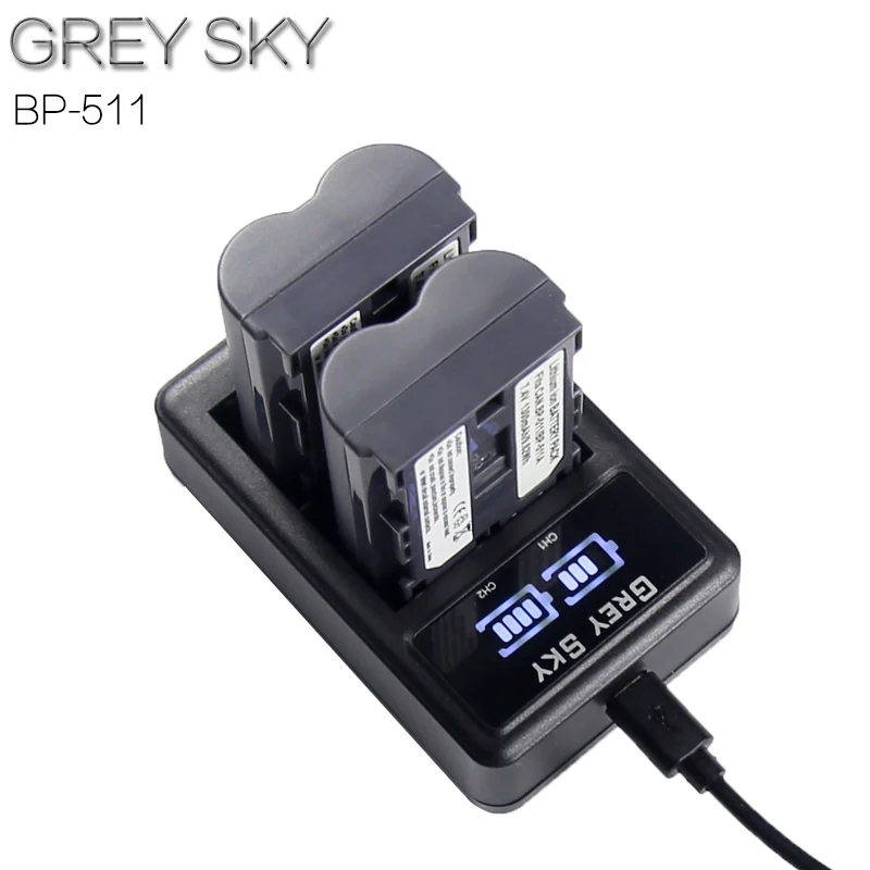 Powertrust 4 шт. BP-511A BP-511 Камера Li-Ion Батарея+ светодиодный USB двойной Зарядное устройство для цифровой однообъективной зеркальной камеры Canon EOS 5D 50D 40D 20D 30D 10D 1D D60 300D D30
