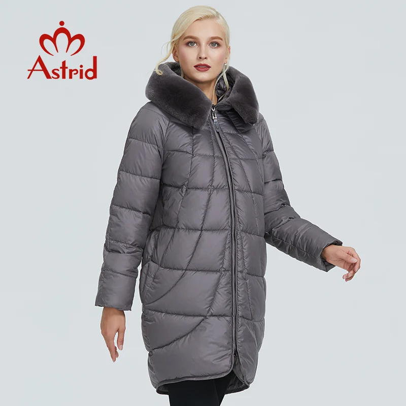  2019 Astrid winter jacket women with rabbit fur collar design long thick cotton clothing fashion wa