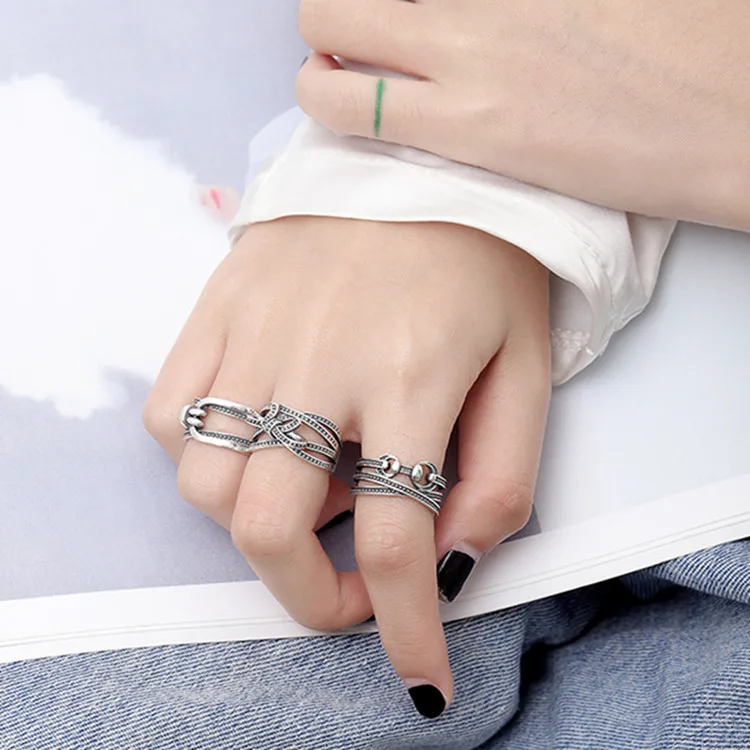 Bijoux, простой стиль, 925 пробы, серебряный крест, кольца для женщин, подарки, большие Регулируемые кольца на палец
