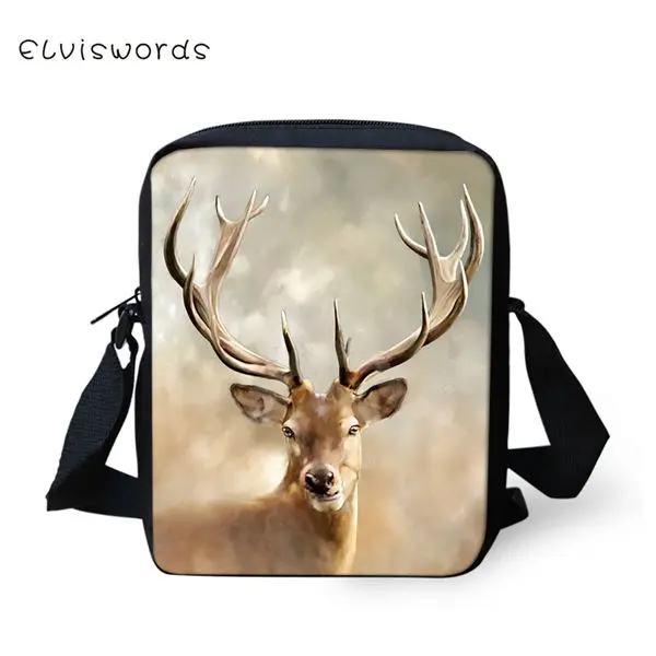 CDWX3845E ELVISWORDS/модные женские сумки-мессенджеры с рисунком оленя для девочек, сумка через плечо, милые принты в виде зверей для девочек, мини-кошелек с закрытыми рукавами - Цвет: CDWX3845E