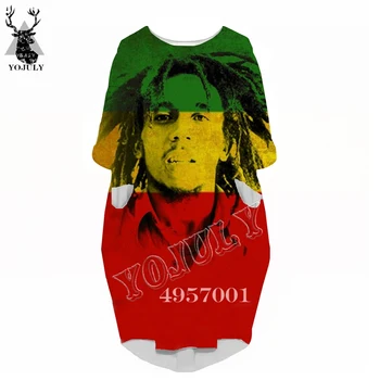 

Women Fashion Hip hop Casual Funny Dress Ms Over the knee Long sleeve dress Bob Marley 3D Printed Harajuku Women's clothing V17