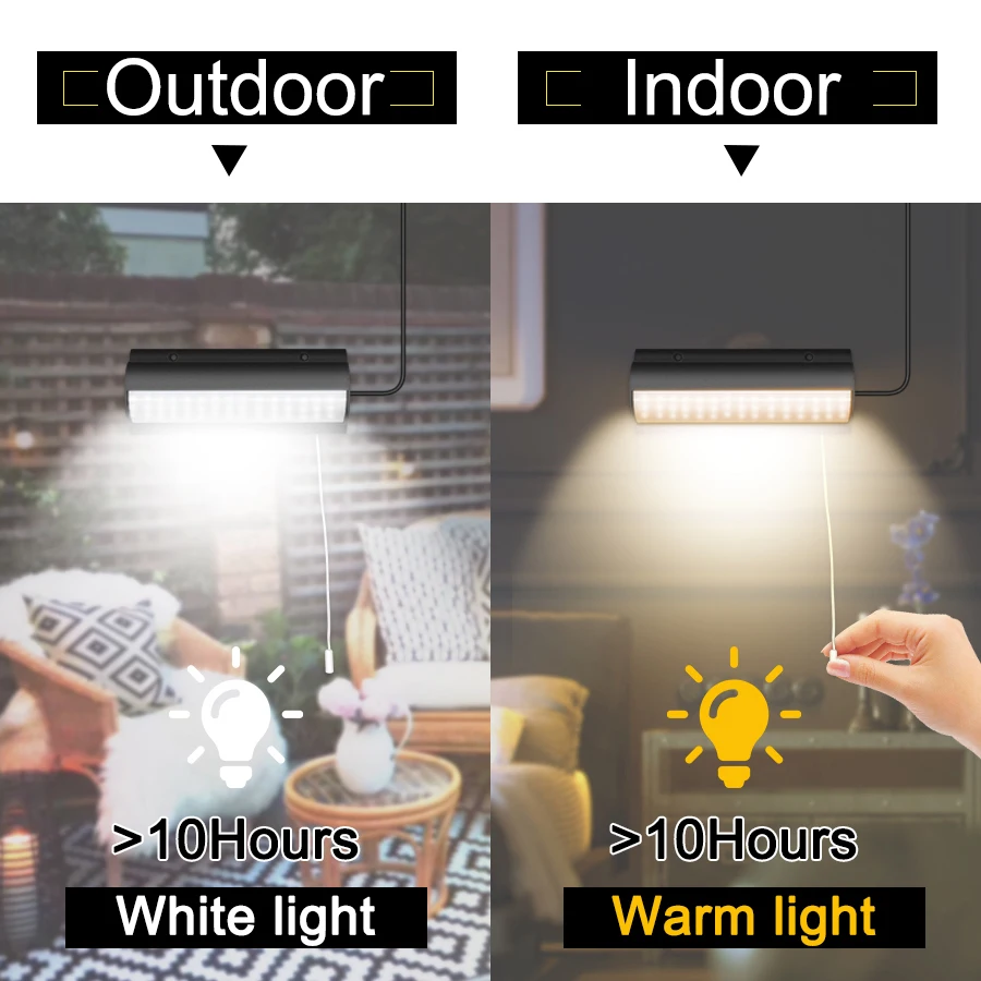 Upgraded Solar Pendant Lights Outdoor Indoor Auto On Off Solar Lamp for Barn Room Balcony Chicken With Pull Switch And 3m Line