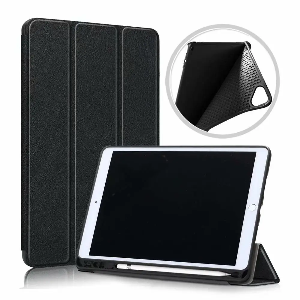 Black Ультратонкий чехол для iPad 10,2 чехол A2200 A2198 A2232 Умный Магнитный складной Стенд карандаш держатель Funda для iPad 10,2 чехол - Цвет: Black