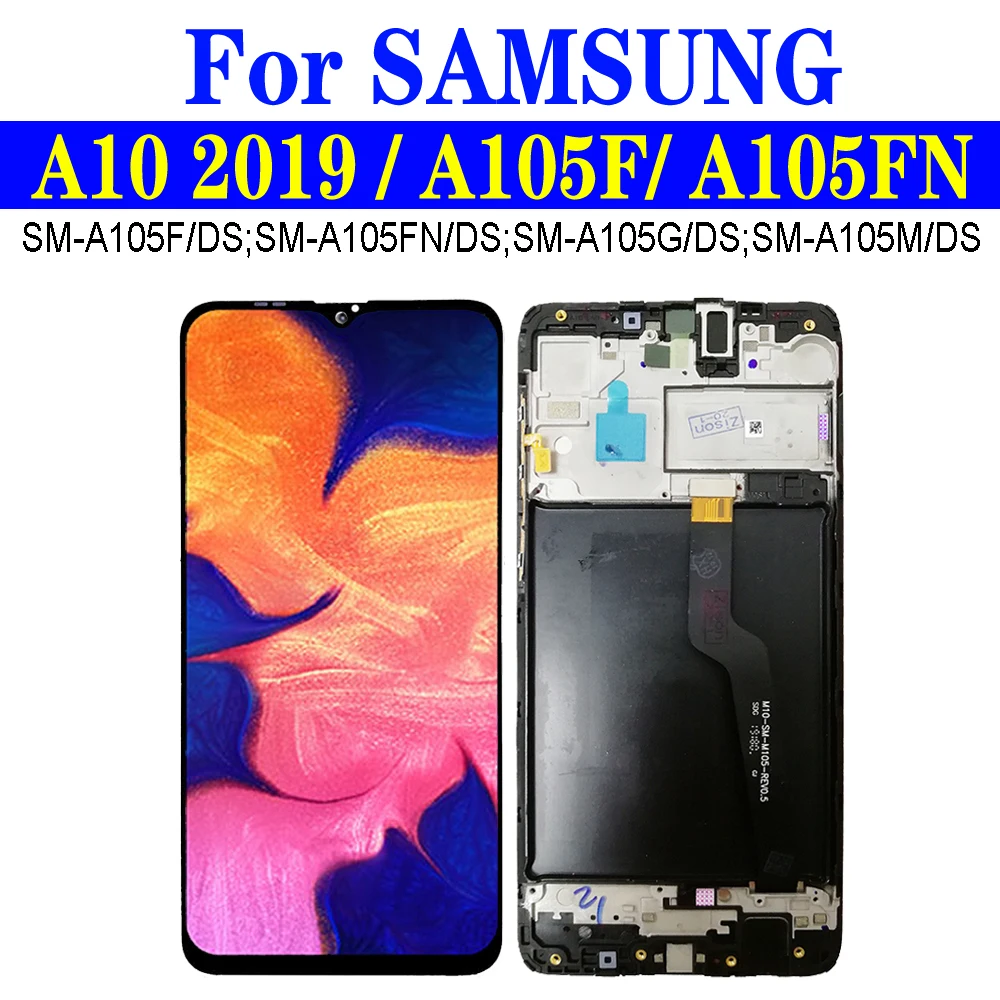 ЖК-дисплей для Samsung Galaxy A10 A105 2019 A105FN, ЖК-дисплей с рамкой SM-A105F/DS A105G A105M, сенсорный экран с цифровым преобразователем в сборе 6,2