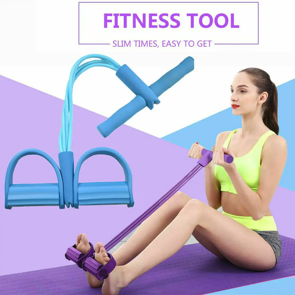 Details about   4-Tube Foot Pedal Pull Resistance Waist Leg Exercise Fitness Yoga Equipment I2 