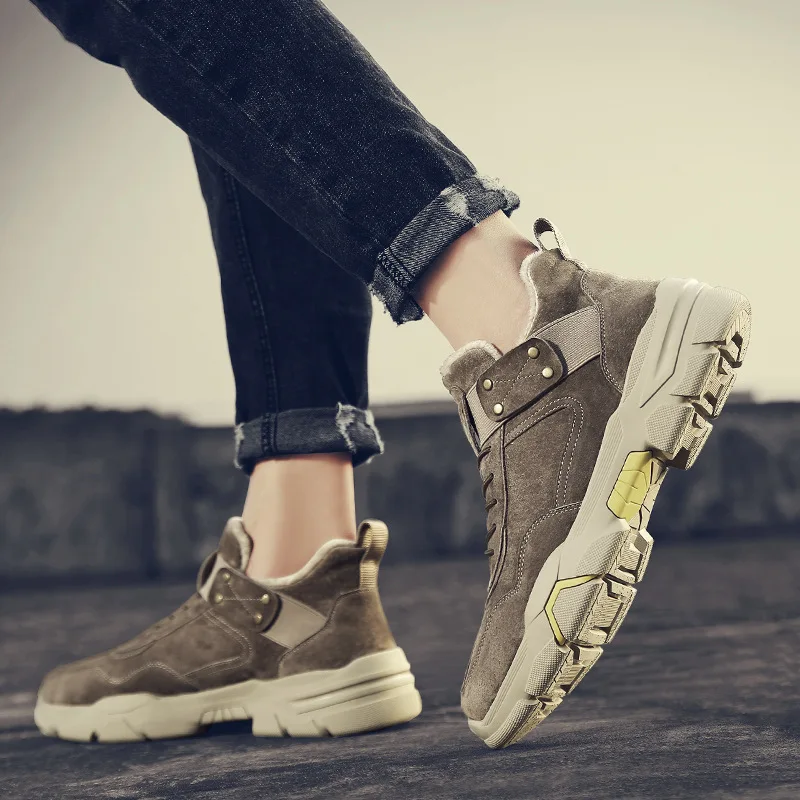 

2019 Autumn And Winter New Style Brushed And Thick Warm MEN'S Leather Shoes Worker Boot Sports Casual Martin Boots