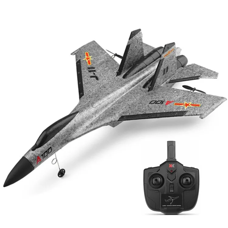 Серый Радиоуправляемый самолет 3 канала EPP самолет с фиксированным крылом WLtoys XK A100-SU27 пульт дистанционного управления планер для детей подарки на день рождения Радиоуправляемый истребитель - Цвет: Серый
