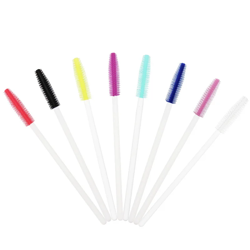 100 stücke Einweg Silikon Wimpern Pinsel weiß Griff Applikator Mascara Stick Pinsel Wimpern Verlängerung frauen Make-Up-Tools – Detail 1