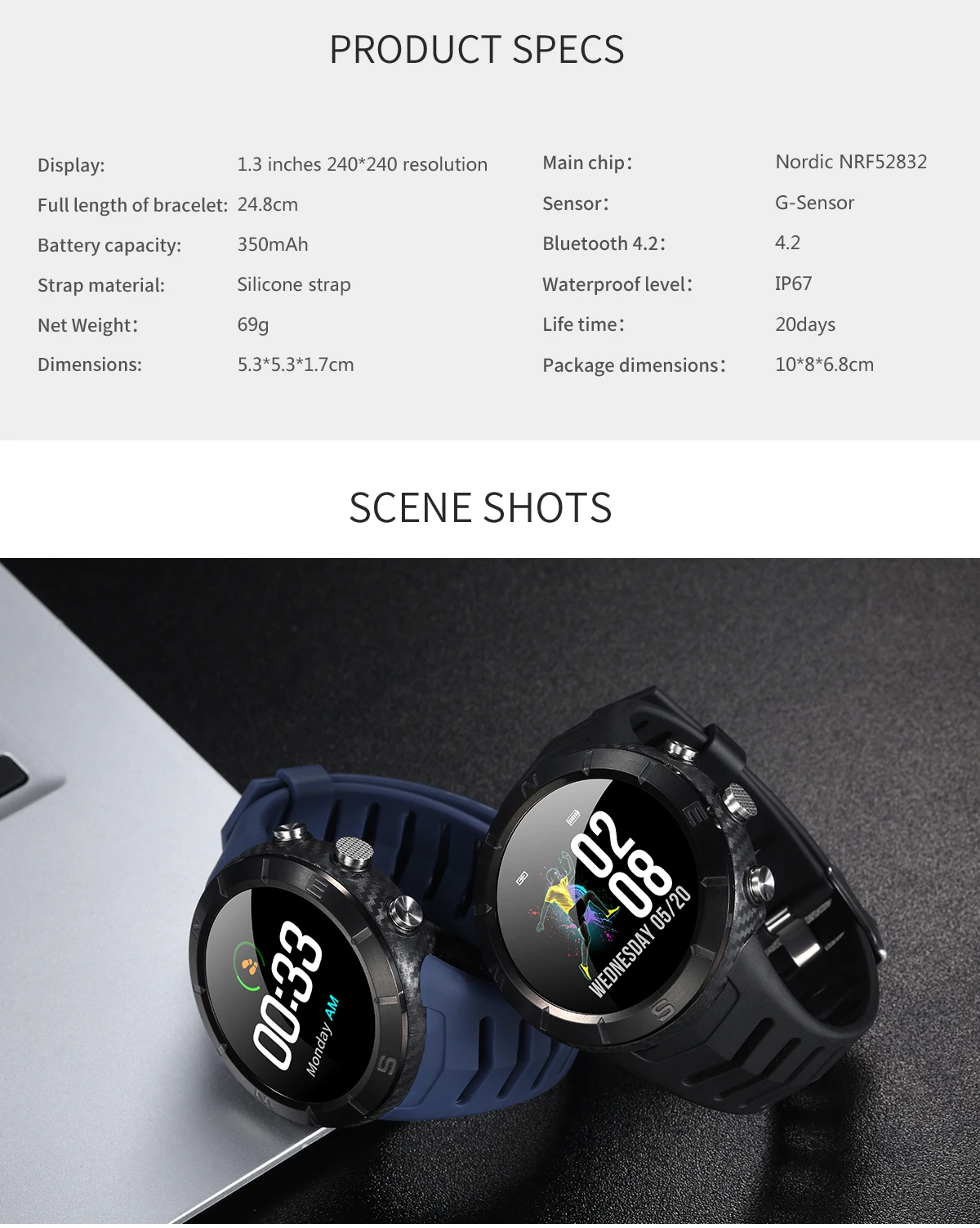DT08 Смарт часы Датчик давления воздуха высота компас HRV здоровье тест IP67 водонепроницаемые спортивные часы Bluetooth 4,2