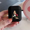 Cute Floral Gold Initial alphabet Letter AirPods Case For Airpod 2 Cases Silicone Wireless Bluetooth Earphone Cover Matte Black ► Photo 3/6