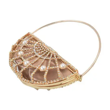 

Fashion Women Hollow Out Handbag Evening Bag Lady Elegant Wedding Party Metal Bead Clutch Purse Female Stylish Shopping Tote