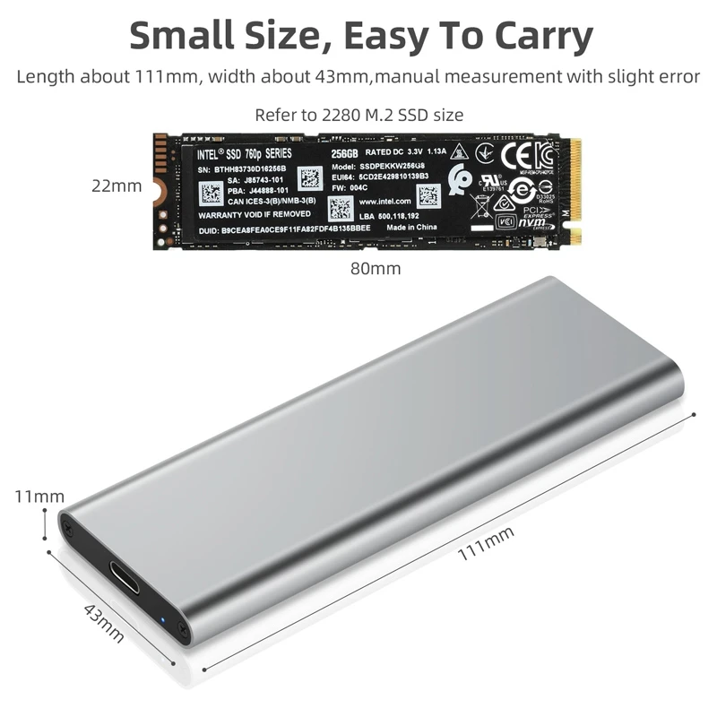 M2 SSD Fall NVME Gehäuse M.2 Typ C zu Typ C SSD Adapter für NVME PCIE SSD Disk Box M.2 SSD Fall