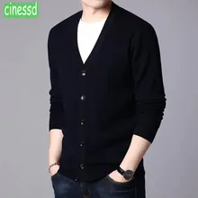 Cinessd высококачественный Аутентичный овечий шерстяной свитер, толстый мужской кардиган, высококачественная одежда, теплая рубашка, мужская одежда