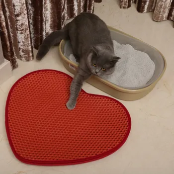 

Waterproof Cat Mat EVA Double Side Kitten Love Heart Pattern Cat Litter Trapper Easy Cleaning Mat Pet Cat Accessories CM
