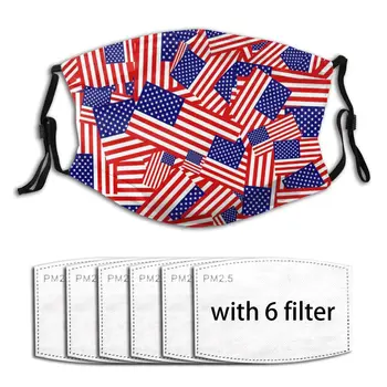 

American Flag Cartoon Design Reusable Air Pollution Respirator PM2.5 Filter Mask Outdoor Air Mouth Cover Breathing Purifier