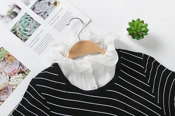 

Shirt Fake Collar Vintage solid White Black Tie Detachable Collar Lapel Dickie False Collar removable Women Clothes Accessories