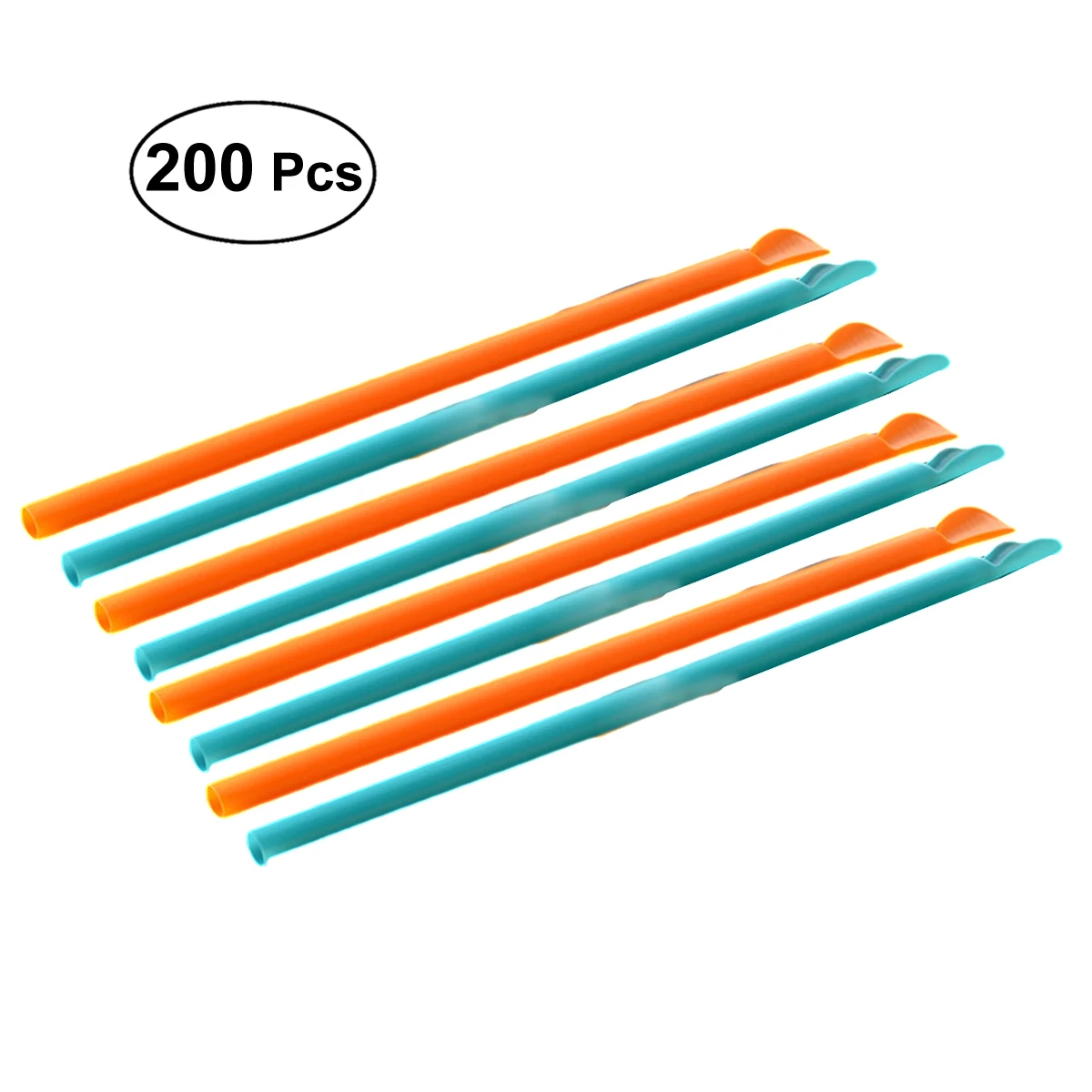 

200PCS Disposable Spoon Straw Individually Wrapped Jumbo Spoon Straw Drinking Straws - 100PCS Blue+100PCS Orange