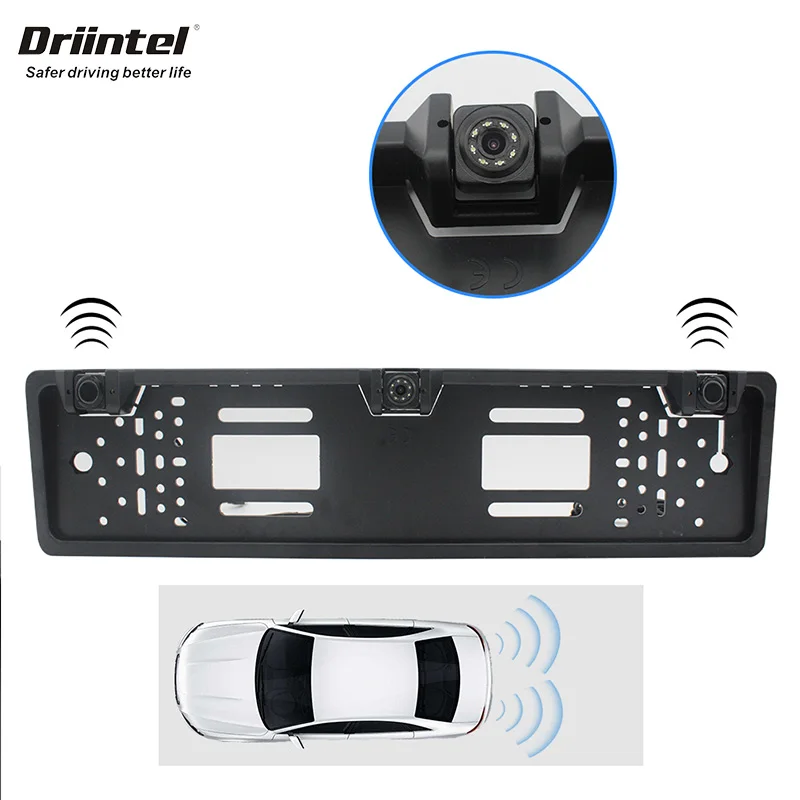 Driintel Европейская Рамка номерного знака запасная камера Автозапчасти 8 камера заднего вида со светодиодной подсветкой и парковочная система Датчик парковки