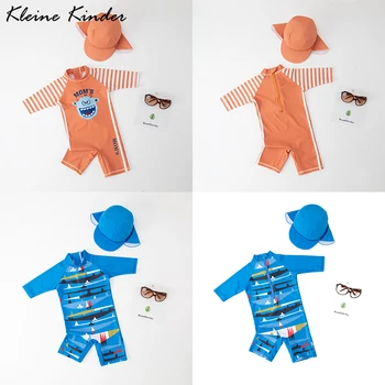 

Baby Boy Swimwear Swimsuit One Piece with Cap Cartoon Print Swimming Suit for Boys Sun UV Protection Children's Bathing Suit