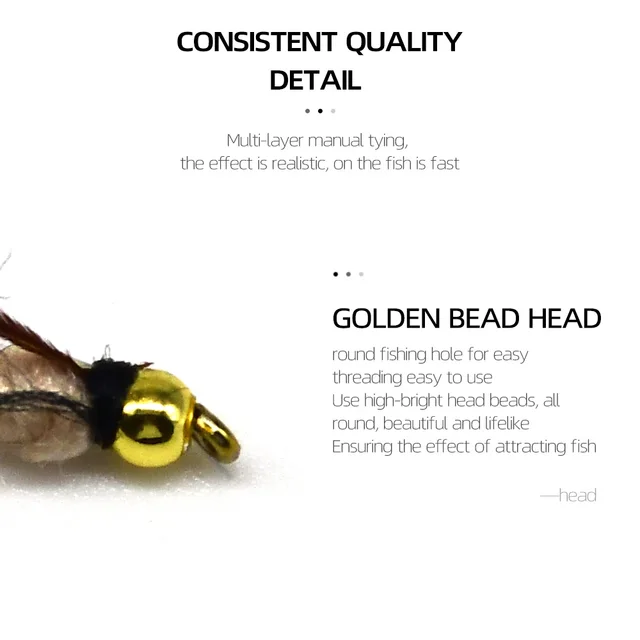 Mosche Miste 10/12 Troutflies UK Mosche Per Pesca A Trota Goldhead Ninfe - Confezione Da 50, 10 Varietà Miste Taglia 10/12, Modello SF5P, Marca Troutflies UK Esche Pesca Fly Fishing - Foto 4