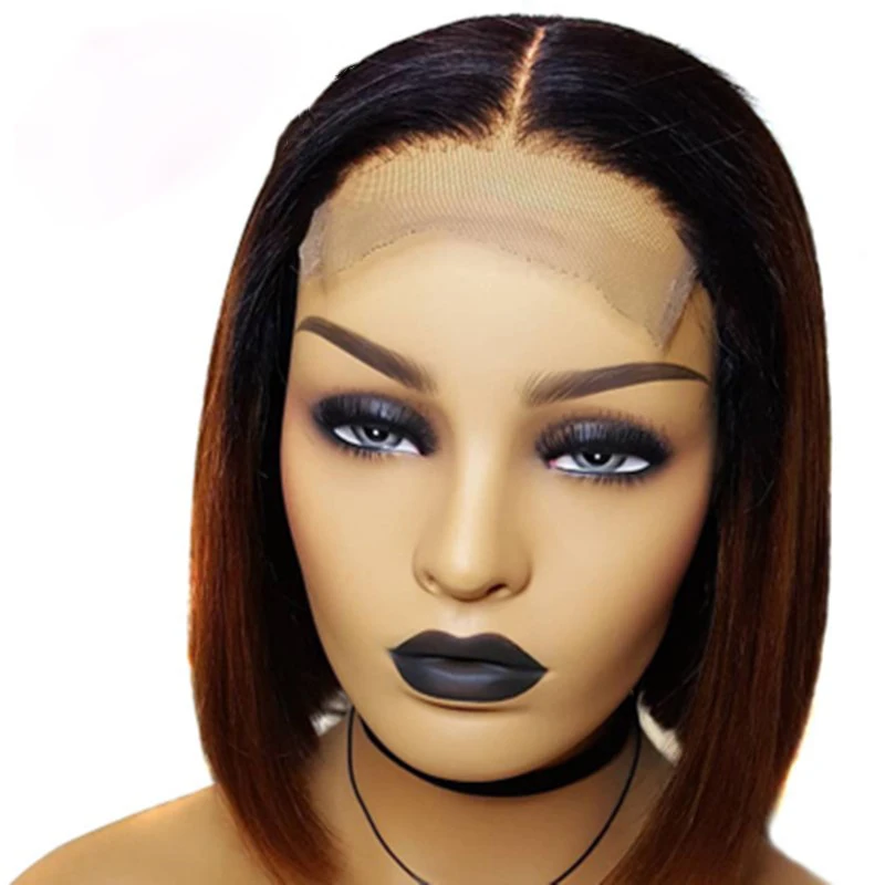 

Eversilky 13x4 Lace Front Human Hair Wigs Short Bob Straight Wig For Women ombre Blonde color Remy Hair Brazilian Pre plucked