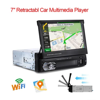 

1 Din 7" Retractable Screen Car Radio GPS Navigation Universal One Din Autoradio Stereo Multimedia Video Player Bluetooth FM USB