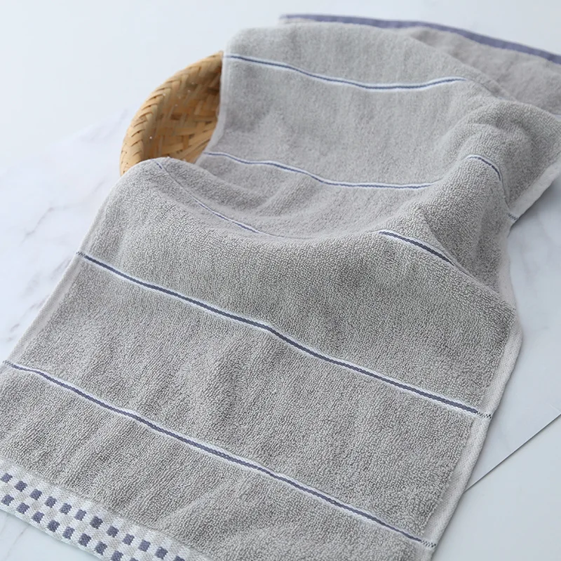 Gray Однотонное полотенце из чистого хлопка, мягкое и дышащее, абсорбирующее, уплотненное, увеличивающее рост, квадратная окантовка, долговечное, атласное, для семейного отеля - Цвет: Gray
