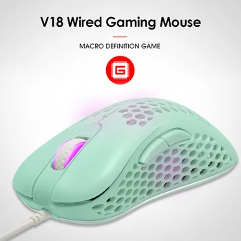 

V18 USB Wired Gaming Mouse with Six Adjustable DPI 6 Button Honeycomb Hollow Ergonomic Design Gamer Mice for PC Desktop Laptop