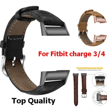 

COMLYO Leather Wrist Strap for Fitbit Charge 3 Bracelet Charge3 Band Replacement Watchband for Fitbit Charge 4 Smart Watch Belt