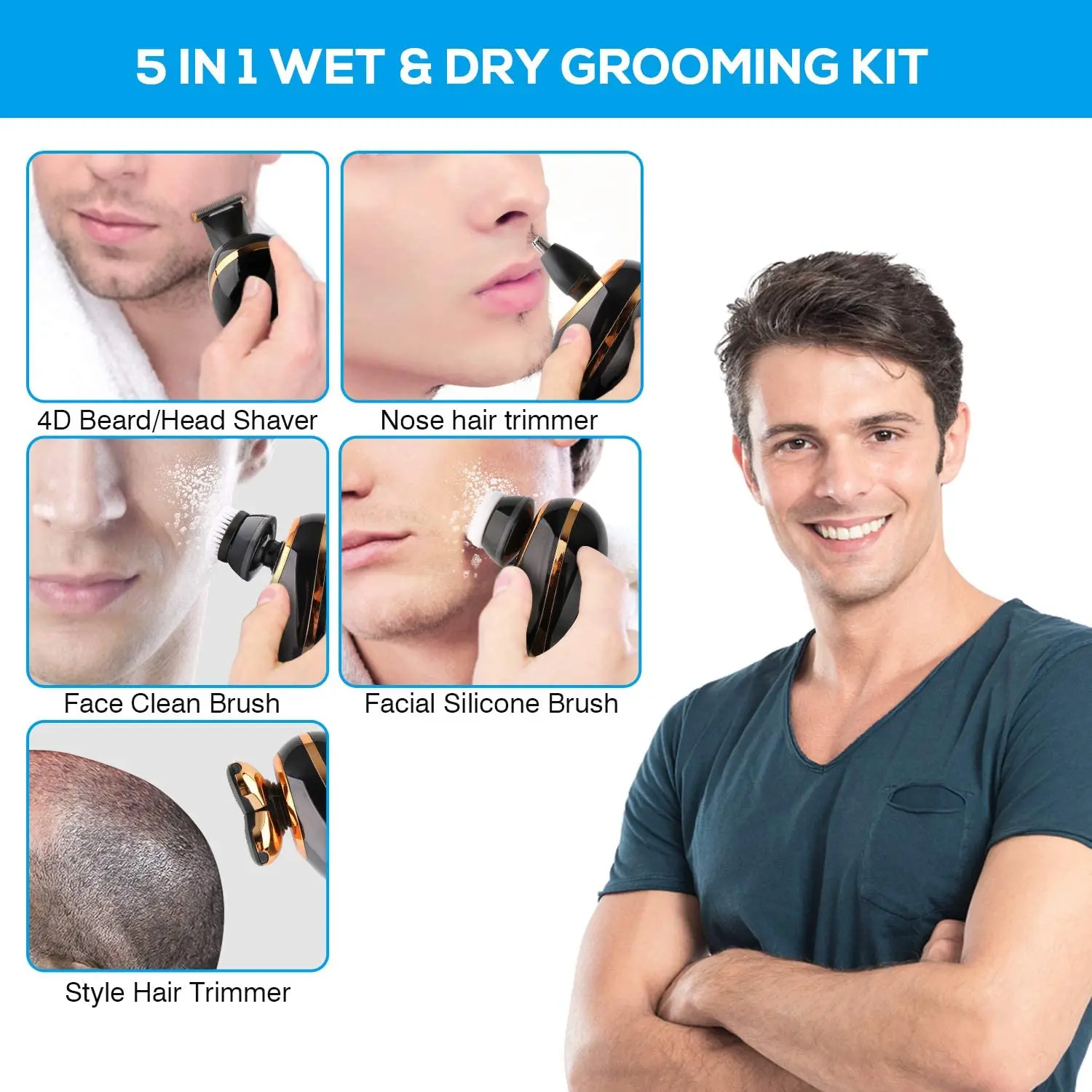 Электробритвы для мужчин бритва с Лысой головкой светодиодный электробритва 4d