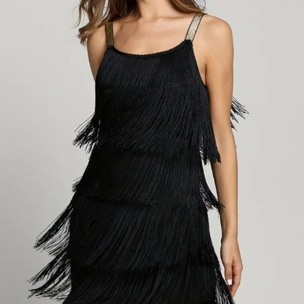 Sexy Dress Women Summer Vestidos Fringe Spaghetti Strap Women Party Dresses Sleeveless Beach Dress for Ladies Black Clubwear (1)