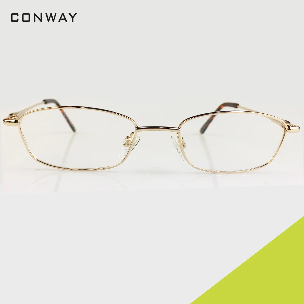 Conway, тонкая металлическая оправа, очки для женщин, без рецепта, прямоугольные оптические очки, оправа, прозрачные линзы, модные женские очки