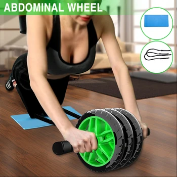 

New Abdominal Wheel Belly Wheel Three-Wheeled Mute Abdominal Muscle Wheel with Knee Pad Home Fitness Equipment LMH66