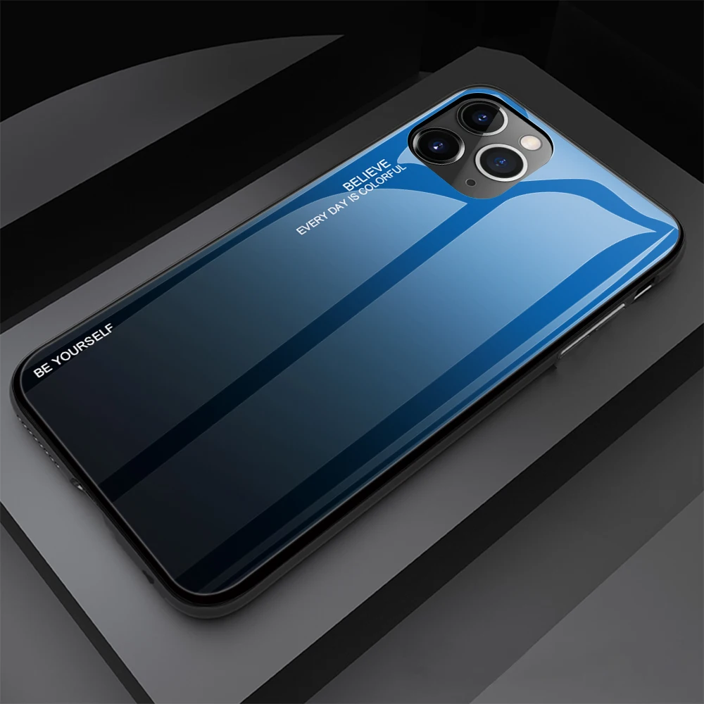 07 Чехол с градиентным рисунком для iPhone 11, чехол из закаленного стекла для iPhone 11 Pro Max, чехол для iPhone Xs Max XR XS 7 8 Plus 6 6s - Цвет: 07