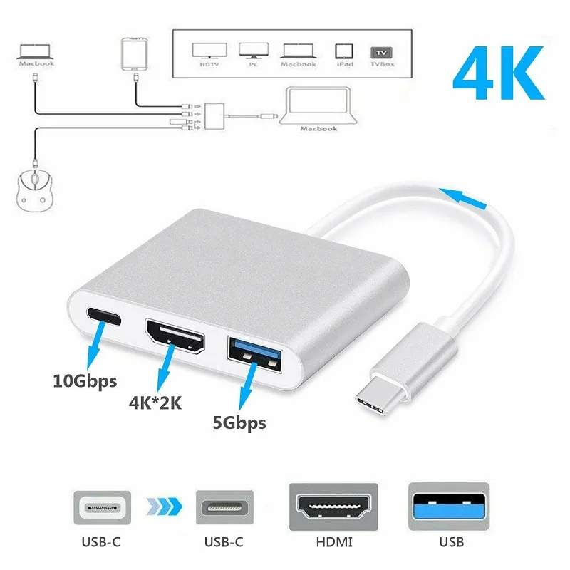 Tonbux USB HDMI Тип C Hdmi 3 1 адаптер конвертер c к HDMI/USB 0 для Apple Macbook адаптер| |